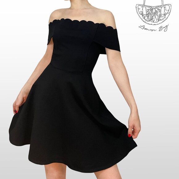 Socialite / Off The Shoulder Skater Cocktail Dress / Color Black / Size XS - Picture 2 of 6
